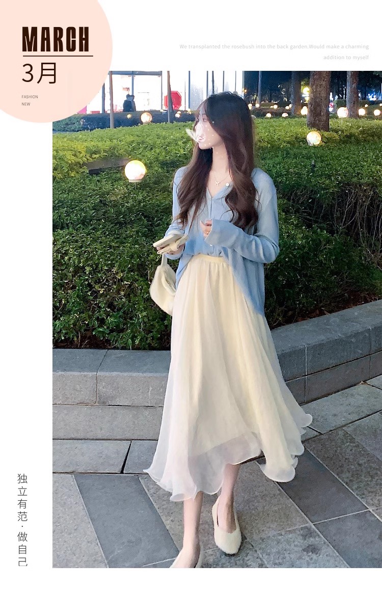 实拍2024年春夏网纱半身裙a字高腰蓬蓬仙女纱裙子不规则半身长裙