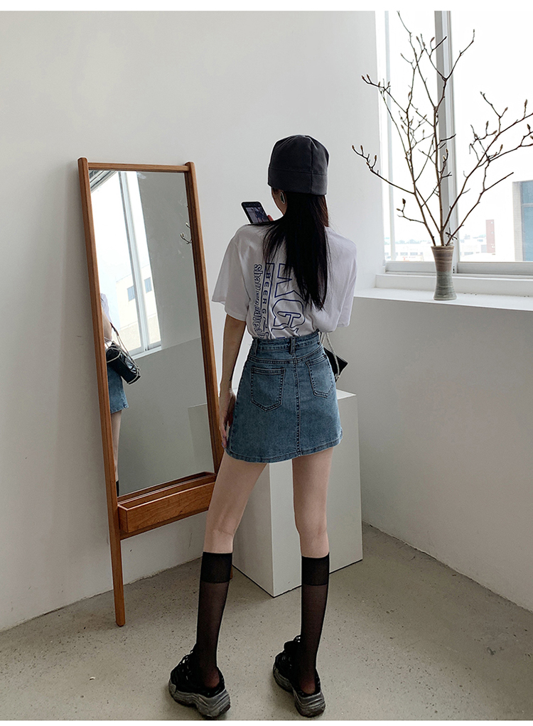 2024年春夏牛仔半身裙女韩版高腰弹力紧身包臀裤裙开叉防走光短裙